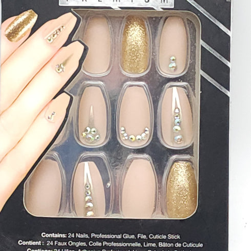 Ardell Nail Addict Premium Artificial Nail Set, Nude Jeweled
